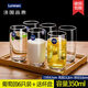 Copa de vidrio de vidrio de vidrio Copa de agua para el hogar Copa de té taza de leche Copa de leche Copa de agua bebida Copa de bebidas 6 Set 6 paquetes/290 ml de alta gama 13790+ Porta de desagüe Portal