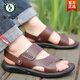 Holzspecker echtes Cowhide Summer Beach Schuhe lässig Männer echte Leder Sandalen Sandalen im Freien mit zwei Purpose-Fahrschuhen tragen resistente nicht rutschfeste wasserdichte 9928 Brown 38