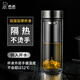 MathDeray玻璃杯双层隔热高硼硅杯子家用喝水车载水杯商务茶杯 E-6636-深绿--礼盒装 400ml