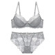 
Love autumn and summer two-breasted summer small breasts new bra thin sexy lace bra set adjustable gathering women's underwear burgundy 688 80D +L underwear
