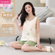 Pajama de chaleco modal para mujeres en verano de tamaño grande con algodón de pecho algodón integrado Summer Sweet Sweet Ropa para el hogar para ropa de desgaste al aire libre - [con almohadilla de cofre] F9856 L Mujeres recomendadas 100-120 Jin [Jin equivale a 0.5 kg]