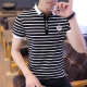 Crocodile Shirt Brand Summer Trendy Brand T-shirt Men T-shirt rayé Nouveau Polo à manches à demi-manche Men à manches courtes 7029 White 3XL161-170JIN [Jin est égal à 0,5 kg]