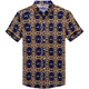 Pierre Cardin Summer de la soie de glace pour hommes d'âge moyen et chemise florale à manches courtes à manches courtes en soie en soie en soie en soie en soie en soie libre 983 violet 2xl 180 [poids 160-180]