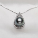 Fat Donglai same style Tahitian pearl pendant single short clavicle chain 925 silver round black 12mm-13mm