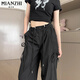 Cotton American Straight High Waist Ice Silk Work Pants Women Summer 2025 New Small Butterfly Wide Leg Casual Pants Women Black 829 High Quality 28.5 L 100-115Jin Jin is equal to 0.5 kg