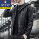 Woodpecker (Tucano) Kapuzenlederjacke für Männer Frühling und Herbst Jacke 2024 Neue Lederjacke für Winter-Motorrad-Reiten sowie Fleece-Jacke Hemd für Männer schwarz regulär 2xl geeignet für 135-150jin [Jin gleich 0,5 kg]