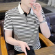 Pierre Cardin Haut-giron à rayures T-shirt pour hommes T-shirt Coton Coton Summer à manches courtes NOUVEAU TRENDE CAS CAS CASSET T-shirt 983 Braves noires [de haute qualité] M 85-100jin [Jin est égal à 0,5 kg]
