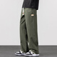 Charlotte European and American pure cotton casual pants for men, trendy and versatile, loose and drapey, wide-legged, handsome straight-leg sweatpants for spring and summer 2712 Khaki XL recommended 130-145Jin Jin equals 0.5 kg