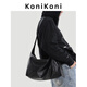 KONIKONI men's crossbody bag genuine leather men's bag shoulder bag large capacity tote bag casual large bag 2026 new commuter men's bag black shoulder strap adjustable