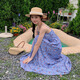 Wei Guangli 2025 Sommer neuer französischer Tee Break Gentle Blumen-Hosenträger Kleider Meer Urlaub Temperament V-Ausschnitt Strand Langer Rock Spring Branch Floral Kleid lila M-Code 80-110jin [Jin entspricht 0,5 kg]