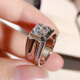 DL 1998 Fat Donglai same style platinum ring for men Pt950 platinum men's moissanite diamond ring 18K one carat simple polished platinum - full diamond 2 carats