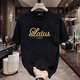 Chang Luzhu 2025 Sommer New American 220G Pure Cottro Retro Schwarzes Top-Paar Outfit Vielseitige runde Hals kurzärmeligte T-Shirt für Männer und Frauen V695 Black S