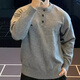 IRONTRAP heavy henley collar pullover sweater bottoming sweater long-sleeved sports casual T-shirt men's autumn and winter gray L