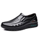 
YRC Yierkang Summer 2025 new men's hollow sandals toe layer cowhide middle-aged and elderly dad's shoes breathable casual shoes sandals 9887-2 black 41