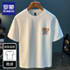 Футболка с короткими рукавами Romon Men's Men's Men's Men's 2025 Summer Thin Fashion Print Fut Shirt Scinjiang Хлопковая круглая шея с половиной наполовину Top Top Top To White 2 [ZJ1047 FIT версия] M подходит для 90-108JIN [Jin Equals 0,5 кг]
