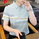 Pierre Cardin Lapa para hombres Camiseta de manga corta Algodón puro 2025 Summer NUEVO PAPO DAD MEDIA Y POLO SLIM POLO CAMISA Rayas K12129 Caki + K12129 Azul M