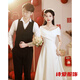 
Dongjing one-shoulder white evening dress can be worn usually with engagement dress wedding dress bride registration white dress white long 3663 L