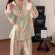 Colorful Gems Ice Silk Pajamas Femme à manches longues à manches longues à manches longues Deux pièces Guangzhou Treize lignes KKH-12392 180 XL