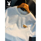 Playboy (PLAYBOY) white T-shirt men's summer new high-end trend printed T-shirt American light luxury Xinjiang cotton comfortable short-sleeved T-shirt black [JSW9906 black] M suitable for 90-108Jin [Jin equals 0.5 kg] wear