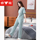 Yalu pajamas women's pure cotton 2025 new short-sleeved trousers home clothing set for thin cotton suits 7374 bean green M 80-100Jin [Jin equals 0.5 kg]