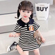
COLORFUL GEMS girls summer dress 2-3 new style children's Korean style fashion baby summer POLO skirt children's summer skirt black and white TX9207 dress 80 small