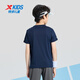 Xtep Boys Sommerkleidung für Kinder mit schnellen T-Shirts für Kurzarmdelise für den Sommer. Neue mittelgroße Kinder Kurzer T-Sports Top Deep Blue [9215] One Size M 120