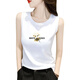 Loyackind Pure Cotton Suspender Weste für Frauen mit Sommer außerhalb, großer Basisbuchstaben gedrucktes Sport Ärmel und T-Shirt Top INS Trendy White (Cat English) XL (Empfohlen 110-125 Jin [Jin ist gleich 0,5 kg]))
