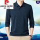 Pier Cardin High-End Summer Ice Seide Herren-T-Shirt Langarm 2025 Neue Gelegenheitsmänner aus mittleren Alterszeiten, dünnen Daddy T-Shirt Green 832 4xl 190 Vorschläge [185-200jin [Jin gleich 0,5 kg]]
