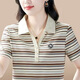 
Xianxiu striped short-sleeved shirt for women in summer new mother versatile shirt lapel top LCX-9926 brown color M (recommended 80-95 Jin [Jin equals 0.5 kg])