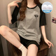迷曼魅睡衣女夏季女款短袖带胸垫一体式家居服宽松大码休闲新款套装 12347 满铺小狗 带胸垫 带胸垫 M