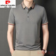 Pierre Cardin Camiseta de manga corta para hombres de mediana edad Camiseta de polo de color sólido de color delgado Camiseta casual para hombres