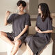 
Yalu couple pajamas for women in summer cotton short sleeves sexy women men's shorts summer large size clothing TM12138 skirt M women + men's L