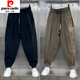 
Piercadan thin ice silk linen casual pants for men's summer new loose tie harem pants handsome cotton linen cropped pants brown + light green (2 pieces) 2XL [140-155Jin [Jin equals 0.5 kg]]