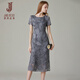 Classic Story (JANE STORY) 2025 new summer design chiffon dress women's high-end generous skirt French waist-hugging long skirt gray blue flower L