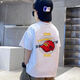 Pure Cotton Boys T-Shirt Sommer Kurzarm 2025 Kinder Sommer mittelgroßer Kinder Sommerjungen reine Baumwoll-Top-Shiling-halbärmelige Vorder- und Rücken weiß [Kokosnussbaum Ca#694] 120 (vorgeschlagen 40-50jin [Jin gleich 0,5 kg]))