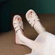 Huili four-season soft sole versatile women's flip flops 2025 new summer outdoor fashion flat sandals large size 42 size off-white 39