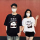 Different couples' suits, summer short-sleeved 2024 new summer internet celebrity feels like a special T-shirt trend. Black women's clothing single-piece-698 couples panda L