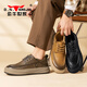 Bull Family Men's Shoes Spring Spring Retro British Style Work Awear Shops Soft Sole versátiles Resado de negocios Resistente zapatos de cuero casual Negro 41