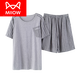 
Catman (MiiOW) brand pajamas for men in summer pure cotton short sleeve shorts thin summer men's youth cotton half sleeve large size men's 9905 lake blue M (165 size) recommended to wear weight 100-125 Jin [Jin equals 0.5 kg]