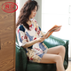 Langsha Light Luxury 2025 Pajamas ricos para mujeres en verano algodón puro pantalones cortos de manga corta algodón de algodón casual de ropa para el hogar