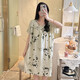 Langsha Loose Loose Taille de nuit en soie en coton pour les femmes en été mince et mignon de style coréen pyjamas robe en coton artificiel 15260 l