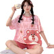 Jingpufei summer short-sleeved cartoon sweet large-size women's pajamas can be worn outside home clothes suit Guangzhou Thirteen 686 gray cat 190 3XL code [recommended 150-172Jin [Jin equals 0.5 kg]]