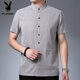 Playboy (Playboy) papa Summer Loose Thin Tirmt Summer Milieu d'âge et personnes âgées Chemise à manches courtes Collier de main de style chinois Col à moitié à manches 9201 Bleu M 165 [100-120Jin [Jin est égal à 0,5 kg]]]