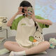 Xushansi Internet Celebrity Style Pyjamas für Frauen große Größe 200 Jin [Jin ist gleich 0,5 kg] Sommer kurzärmelige Shorts süß und niedlich fett mm Home Kleidung Neue Sommerstil 679 Grüne Dinosaurier M Empfohlen 80-90 Jin [Jin gleich 0,5 kg]