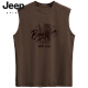 JEEP SPIRIT美式复古纯棉无袖t恤夏季薄款青年跨栏运动背心印花坎肩短袖潮 M18-T672军绿色 XL