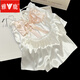 Yalu sweet suspender ice silk pajamas for women in summer 2025 new Korean style bow sexy suit home clothing FS_9214# cardigan double short lace pocket XL