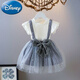 Disney Children's Vêtements 2025 Été Nouvelle petite fille robe en deux pièces robe à la mode courte à manches à manches