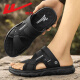 Huili men's shoes 2025 new two-wear slippers summer soft-soled beach shoes men's middle-aged versatile sandals black 41