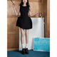 FSHE temperament waisted black dress women's summer slim slim vest dress white A-line skirt high-end short skirt white S