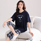 
Meijun large size pajamas for women in summer modal short-sleeved loose women's cropped pants home clothing set summer thin XPW7029 M